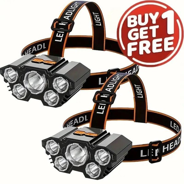 2-Pack Rechargeable LED Headlamps – Waterproof, Adjustable with 4 Lighting