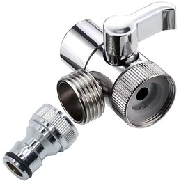 Faucet Diverter Valve, Brass Swich Faucet Adapter Aerator, Valve Diverter for Connecting Washing Machine Garden Hose (NPT F22mm Inlet x Quick Connector Outlet)