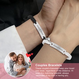 Couple Matching Bracelets, Bf And Gf Bracelets,Stretch Adjustable Bracelets Christmas Birthday Valentines Day Anniversary Jewelry Gifts for Him and Her His crazy - Her weirdo