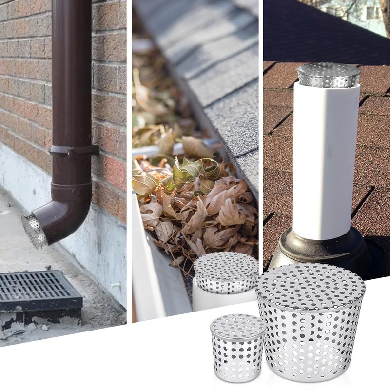 vsshe Stainless Steel Gutter Guards, 90-110mm Metal Downpipe Leaf Guard