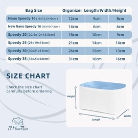 19 NeatThin Tote Bag Organiser, Waterproof Dupontpaper Surface and Silky Satin Lining, Lightweight Purse Insert Compatible with LV Speedy 25 (Speedy 25, Celeste)