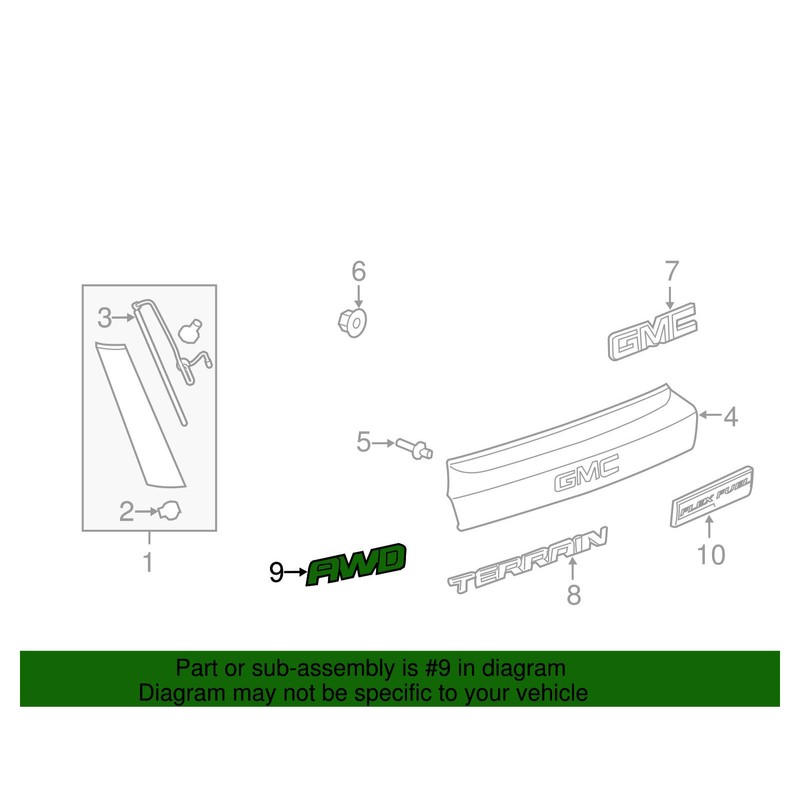 OEM NEW Rear Liftgate AWD Emblem Nameplate Chrome 10-19 Acadia