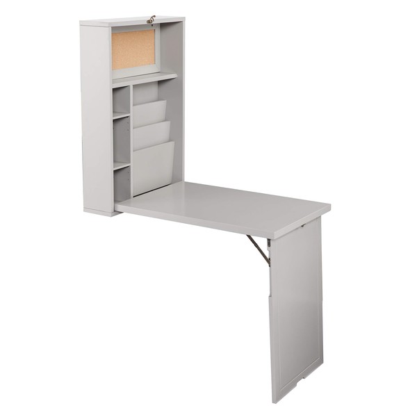 SEI Furniture Minford Fold-Out Convertible Wall Mount Desk - Gray