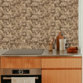 Miscasa 6-Sheet Hexagon Kitchen Backsplash Peel and Stick Tiles, Copper Self-Adhesive Aluminum Metal Mosaic Stick on Wall Tiles for Bathroom, Fireplace