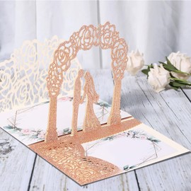 AIBAOBAO Wedding Invitation Card, 3D Pop Up Happy Birthday Card, Paper-Cut for Birthday, Valentine's Card, Love Card for Wedding, Handmade Wedding Card with Envelope