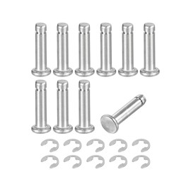 QUARKZMAN Set of 10 M4 x 16 mm 304 Stainless Steel Cylindrical Shaft Locking Ring Positioning Pin, Flat Head Grooved Hinge Cylinder Positioning Pin with E-Clip Retaining Ring, Silver