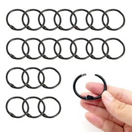 duoyif Metal Rings for Opening, 25 mm, Pack of 20 Hanging Rings, Round Carabiner, Card Ring, Binder Rings, Round Rings for Bookbinding Rings, Book Rings, Curtain Rings, Key Ring, Curtain Rings (Black,