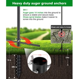 Heavy Duty Bird Feeder Pole - 60 Inch Adjustable Bird House Pole with Auger Base for Easy Install, 1 inch Diameter Metal Outdoor Mount Kit for Bluebird Houses, Hummingbird Feeders & Wildlife Watching