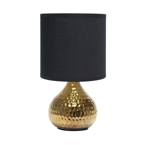 Simple Designs LT2073-GDB Mini Hammered Texture Gold Drip Table Lamp