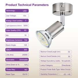 NICEOO GU10 7W LED Dimmable Light Bulb,5000K Daylight White,Equivalent 75W Halogen, 120V 750LM, 120° Beam Angel, No Flicker Spotlight, Smooth Dimming, MR16 Recessed Track Lighting, 4 Pack