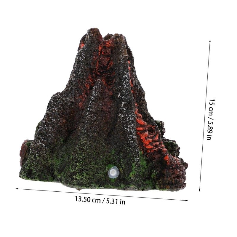 Kisangel 1Pc Pneumatic Volcano Decoration for Fish Tank Resin Aquarium