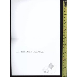 White kitten with red ornament Christmas card #39 - 1 card + 1 blank envelope