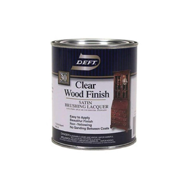 Deft Interior Clear Wood Finish Satin Brushing Lacquer, Quart