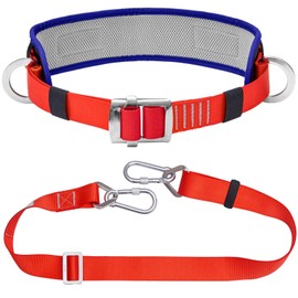 HandAcc Safety Belt with Padded Waist Pad and Adjustable Lanyard, Safety Lanyard Fall Protection, Ladder Safety Belt, Tree Climbing Belt, Climbing Lanyard Fall Arrest Kit