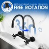Matte Black Wall Mount Kitchen Faucet with 6” Gooseneck Swivel