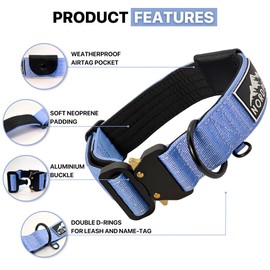 NordPet Premium Lightweight Airtag Dog Collar - Durable Nylon, Soft Padding, Heavy Duty Quick Release Buckle | Dog Collars for Medium Dogs & Large Dogs | Air Tag Dog Collar (Size 2, Aquamarine)