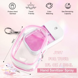 XCOSHAY Hand Sanitizer Spray Clear Case for touchland 1FL OZ/30ml, 3 Pack Blind Box Keychain, Figures Display Bag, Zippered Pouch, Mini Makeup Bag, with Keychain Snap Hook (Pink & Blue & Clear)