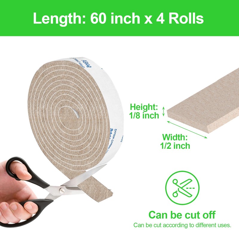 Felt Strips with Adhesive Backing, Adhesive Felt Strips, 4 Felt