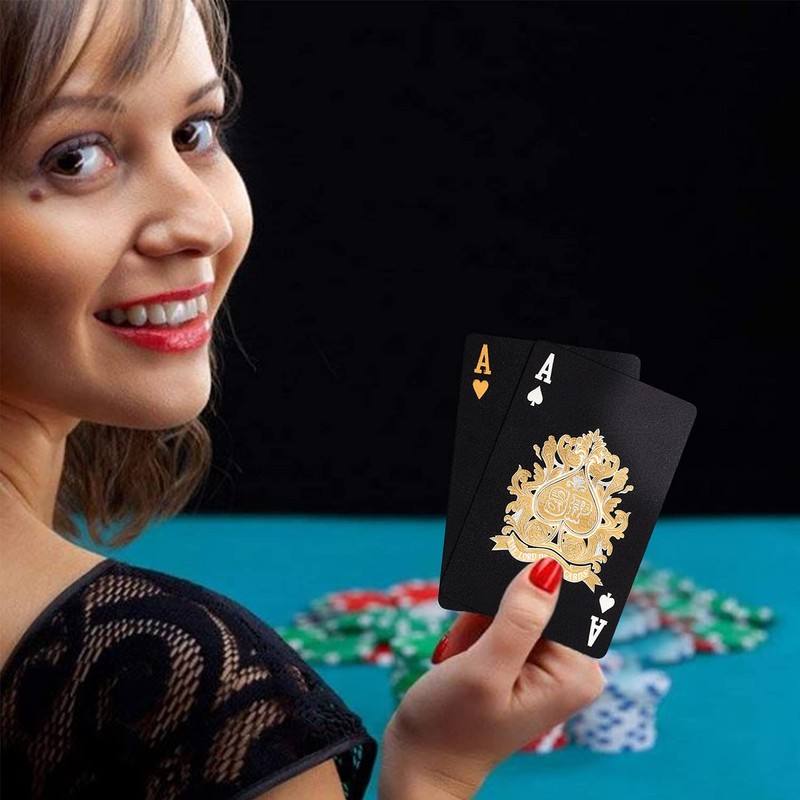 EAY Diamond Waterproof Black Playing Cards, Poker Cards, Deck of