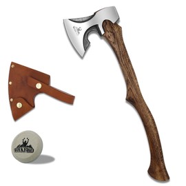 Camping Hatchet -Chopping Axe with Leather Sheath, 22.3" Forged Carbon Steel Wood Splitting Axe for Chopping Camping Survival