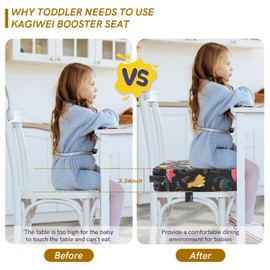 Booster Seat Chair, Child, Cartoon Portable Booster Seat, Toddler Dining Room Chair, Raising Pad, Dining Room Booster Seats with 2 Safety Buckle Straps, Child Seat Cushion