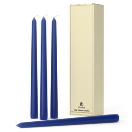 Pickood 10-Inch Tall Dripless Taper Candles Set of 4 - Classic Blue Tapered Candles, Perfect for Spring - Smokeless, Unscented, Long Burning - Hand Poured, Colored Tall Candlesticks - Dark Blue