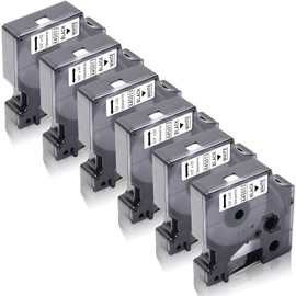 6 x XemaX Compatible with Dymo Label Tape 12 mm x 7 m D1 45013 S0720530 Black on White Tapes A45013 45013s Label Tape for Dymo Label Manager 160 280 360D 420P PnP 500TS Labelpoint 100 150 2 000 30 0