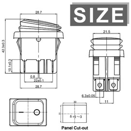 DAOKAI Rocker Switch On/Off DPST 12 V Built-in Toggle Switch 4 Pin 2 Position Button 30 A 250 V AC Rocker Switch High Current Red & Black for DIY, Car, Boat, Electrical Appliances - Pack of 6