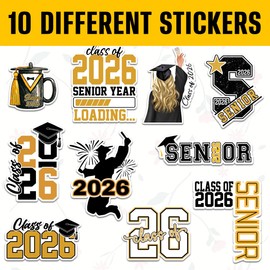 (10Pcs) Senior 2026 Sticker Pack, Cute Girly High School Sticker, Graduation Class of 2026 Gift, College Student Decoration for Laptop Planner Tablet Kindle Vehicles (Senior 4, 3 Inches)