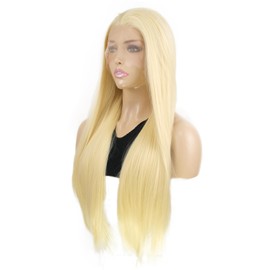 onemily 613 Lace Front Wig Glueless Synthetic 13x3 Lace Front Wigs,Long Straight Lace Wigs for Women (Blonde)