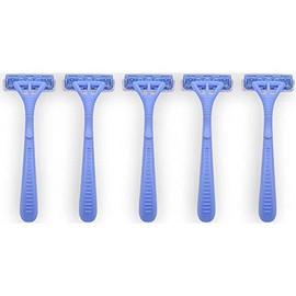 DISPOSABLE RAZORS - 5 PACK - Holiday Travelling Sensitive Blue Gripped Handle Men Women Comfortable Blade Body