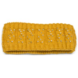 styleBREAKER Women Browband with Plait Pattern and Rhinestones, Soft Fleece Lining, Hair Band, Headband 04026001, Color:Curry