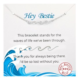 Birthday Gift for Best Friends Female,Wave Friendship Bracelet for Women,Bestie Gifts for Women,925 Sterling Silver Bracelet Gifts for Friends Birthday Gift Graduation Gift for Her Silver Color