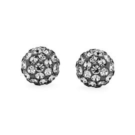 Charcoal Grey Slate Crystal Round Dico Ball 8MM Stud Earrings For Women For Teens Shamballa Inspired 8mm
