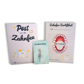 MilaBoo® Tooth Fairy Gift Children I Lucky Pendant with Tooth Fairy Postcard, Certificate & Tooth Calendar I Gift Set Girls & Boys for Tooth Transfer (Tooth Fairy Lucky Pendant)