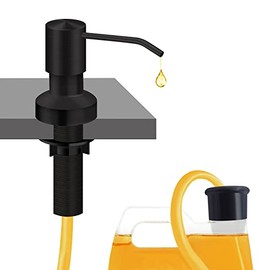 Sink Soap Dispenser for Kitchen Sink, Countertop Built in Sink Soap Dispenser with 47”Extension Tube kit, No Need to Fill The Little Bottle Again (Black)
