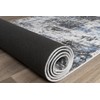 Machine Washable, Non Skid PVC Backing, Abstract Pattern, Blue&Grey Carpet