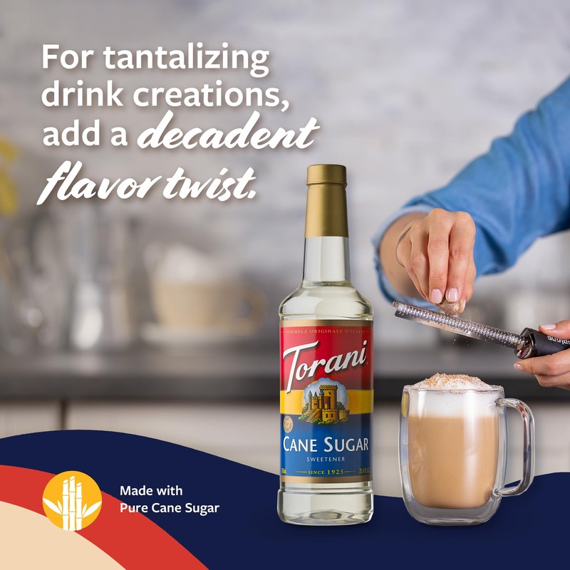 Torani Cane Sugar Sweetener, Simple Syrup for Drinks & Desserts,