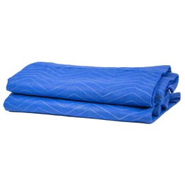 Mytee Products 2 Pack 80" x 72" Moving Blankets (60 lb/dz Weight) - Blue Non-Woven Polyester Furniture Moving Pads for Protection in Moving or Storage