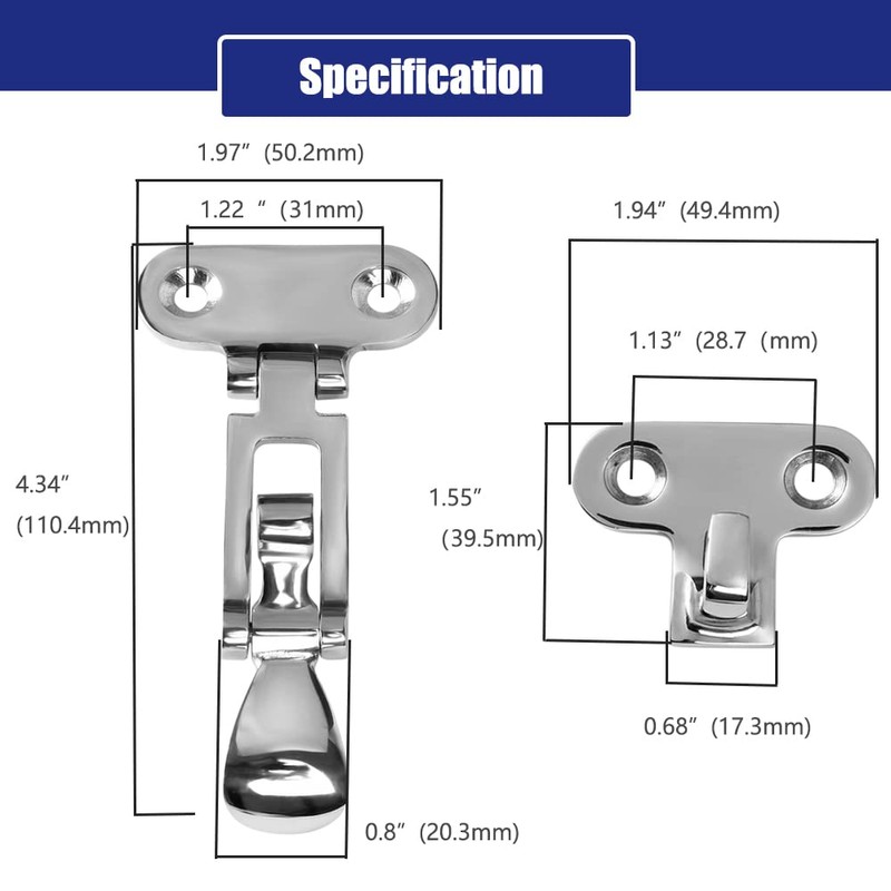 Marine Grade Boat Door Hatch Anti-Rattle Latches, Hold Down Clamp