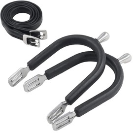 Klaus KSP10 Rubber Grip Spur Set with Leather Belt, Stainless Steel, Round End, Men's Size 0.8 inches (2 cm)