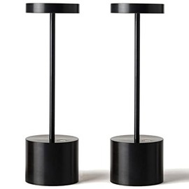 2 Pack Rechargeable Table Lamp,Sakringt LED Cordless Desk Lamp,5000mAh Battery Operated Portable Table Light,3 Color Stepless Dimming Up to 40 Hours Usage for Restaurant/Indoor/Outdoor(Black)