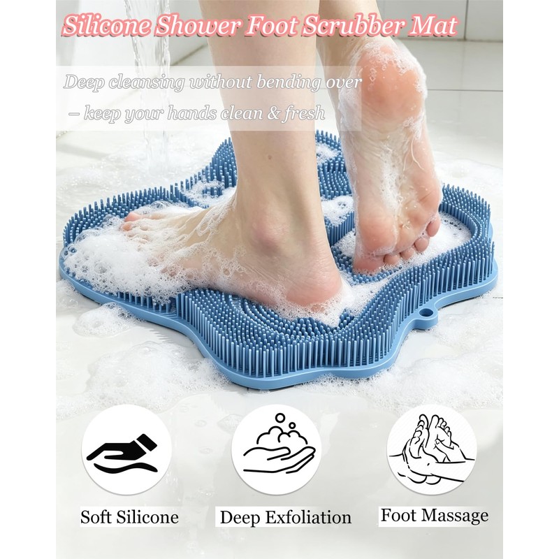 Shower Foot Scrubber Mat with Strong Suction Cups – 3D
