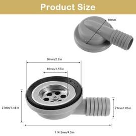 50 mm Drain Fitting Sink Drain Fitting Camping Sink Camping Sink Drain Stainless Steel Drain Fitting 90° for Caravan, Motorhome, Caravan, Boat