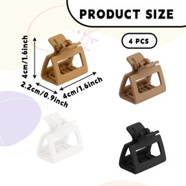 Bojueshaw 4Pcs Mini Hair Claw Clips,Matte Non-Slip Square Clips for Women & Girls,Elegant Hold Hair Clips for Fine Medium Thick Hair