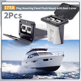 Erchon 175A Plug Mounting Panel with Dust Cover Compatible with Anderson SB175 Series Connectors Flush Mount Recessed Plate, 175Amp Socket Panel 12-24V DC (2 pcs)