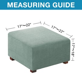 Flamingo P Stretch Ottoman Cover Square Ottoman Slipcovers Furniture Protector Folding Storage Stool Furniture Protector Soft Slipcover with Elastic Bottom (Small Size - Sage)