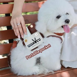 Wakytu Dog Lift Harness Dog Carrier VES Harness Adjustable Leash with Small Puppy Treat Bag,Fits Most Cars,S，4-8 LBS