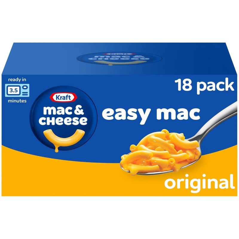Kraft Easy Mac Original Macaroni Microwavable 18 ct Packets Packaging