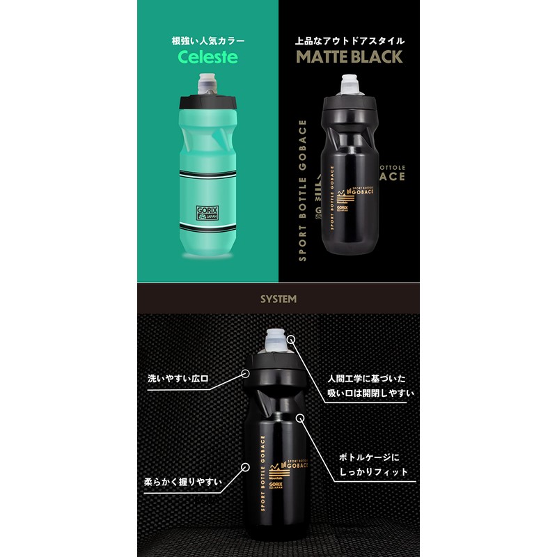 GORIX GX-BOTTLE Bicycle Bottle, 21.0 fl oz (610 ml) Bottle